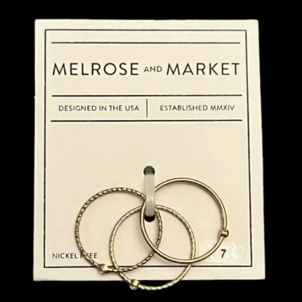 🤯5/$25🤯 Melrose And Market Set Of 3 Gold Tone Rhinestone Stackable Rings
